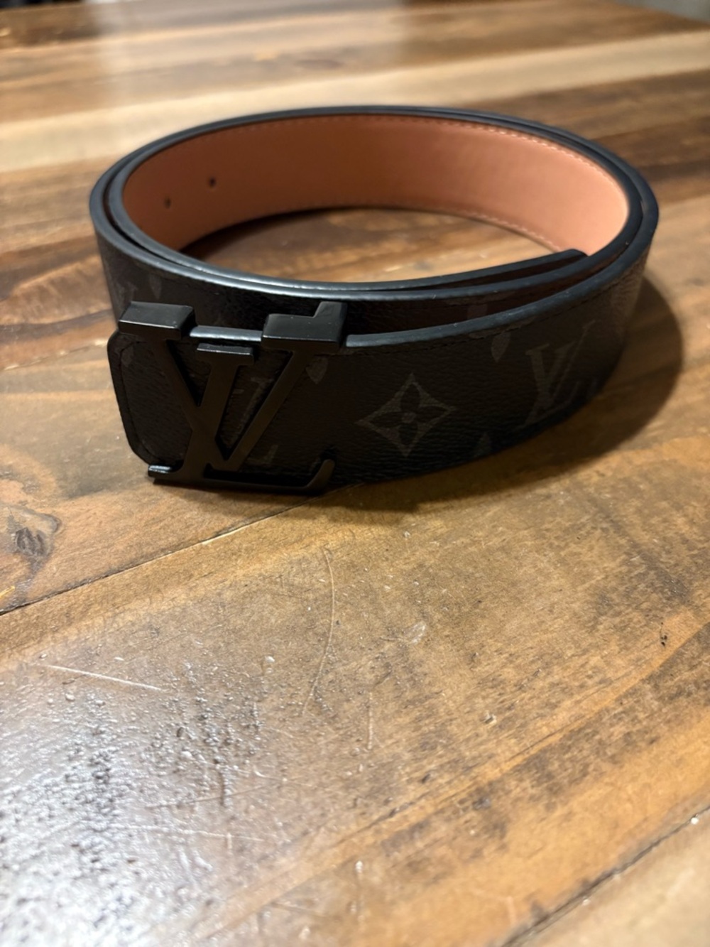 Louis Vuitton Black Monogram Belt with Matte Black LV Buckle 1:1 - Picture 3 of 3